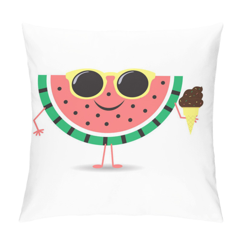 Personality  Cute Watermelon With Chocolate Ice Cream Character Pillow Covers