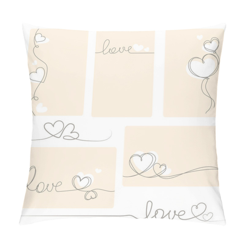 Personality  Love Card Collection With Lettering And Hearts Simple Abstract Drawng,Set Of Banners Template With Words Love And Romantic Symbols Vector Illustration.Trendy Minimal Illustrations.Valentine's Day Pillow Covers