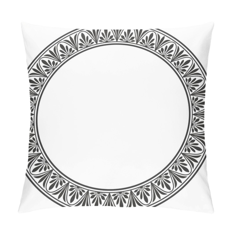 Personality  Vector Black Monochrome Round Classic Greek Meander Ornament. Pattern, Circle Of Ancient Greece. Border, Frame, Ring Of The Roman Empire Pillow Covers