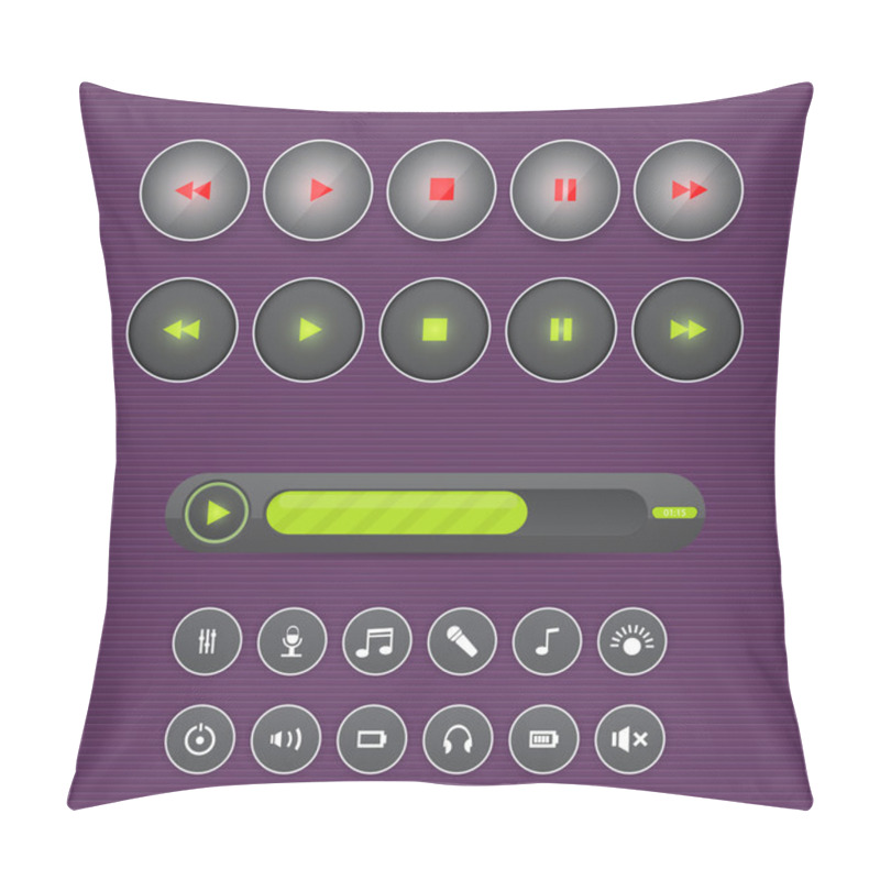 Personality  Vector Set Of Media Buttons Pillow Covers