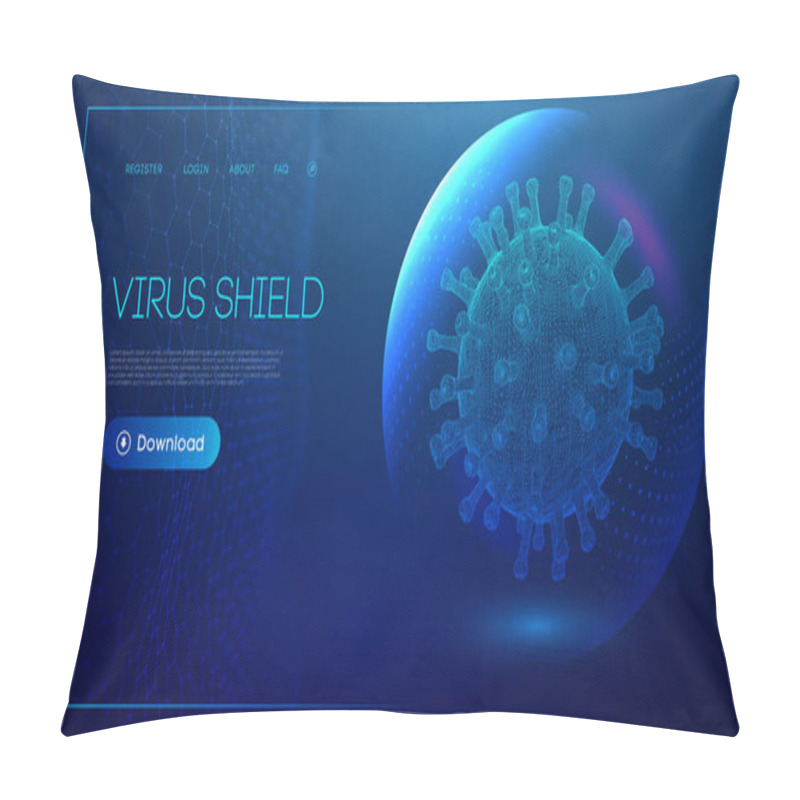 Personality  Coronavirus Vaccine Vector Background. Stop Coronavirus Concept Blue Virus Shield. Healthcare Concept Of Sphere Shield For Corona Virus Infection. EPS 10. Pillow Covers