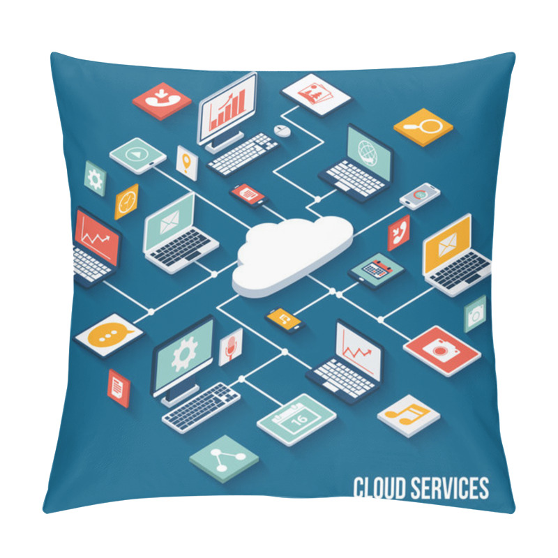 Personality  Mobile Cloud Services Isometric Pillow Covers