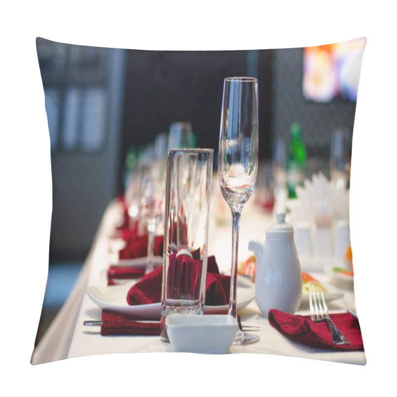 Personality  Formal Stylish Setting On A Dinner Table Pillow Covers