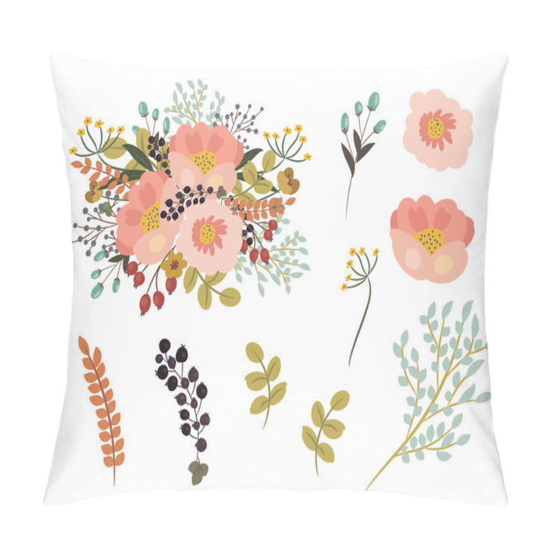 Personality  Digital Hand Drawn On Peonies,Berries,Silver Dollar Eucalyptus,Dandelion,flower Bouquet Arranging  Pillow Covers