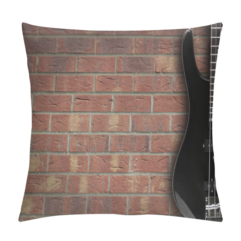 Personality  Bass Guitar On Brick Background With Copy Space Pillow Covers