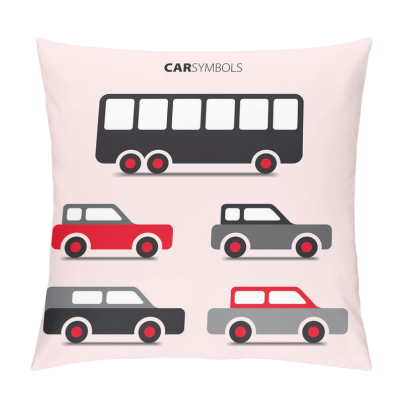 Personality  Vector Collection Of Cars And Buses - Icon With Transport Pillow Covers