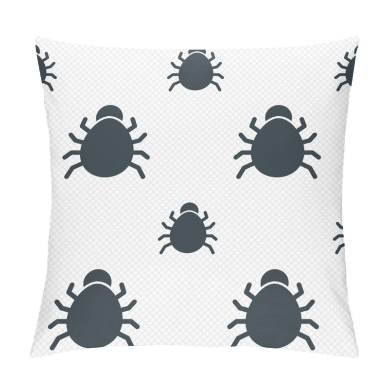 Personality  Bug Sign Icon. Virus Symbol. Software Bug Error Pillow Covers