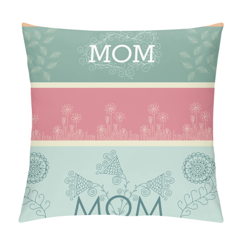 Personality  Set Of Mother's Day Greeting Banners With Spring Flowers. Vector Illustration Pillow Covers