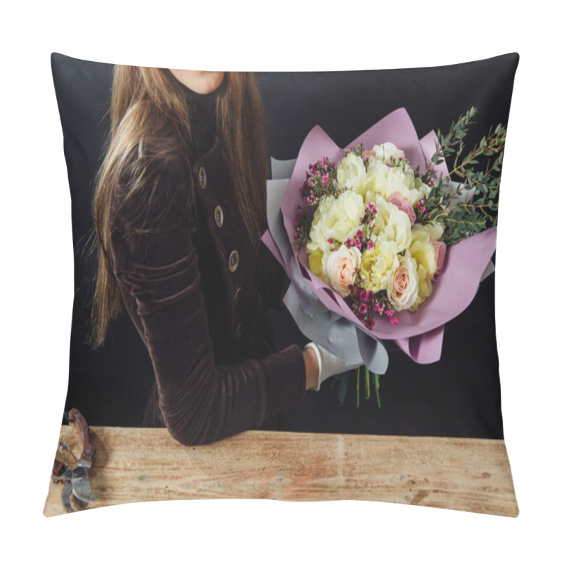 Personality  Woman Holding Flower Bouquet Pillow Covers