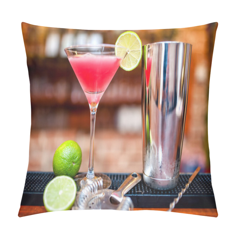 Personality  Cosmopolitan Cocktail Drink At Casino And Bar Served With Lime And Ice Pillow Covers