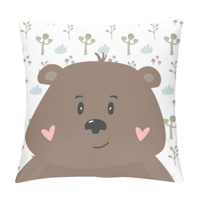 Personality  Cute Funny Bear. Hand Drawn Work. Childish Cartoon Design For Kid T-shirts, Dress Or Greeting Cards. Vector Illustration. Pillow Covers