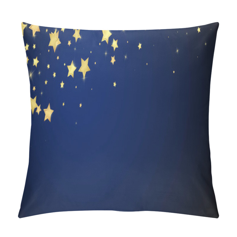 Personality  Magic Stars Vector Overlay.  Gold Stars Scattered Around Randomly, Falling Down, Floating.  Chaotic Dreamy Childish Overlay Template. Enchanting Vector With Magic Stars On Dark Blue Background. Pillow Covers