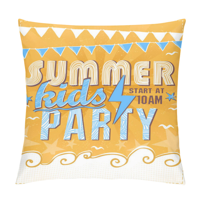 Personality  Summer Kids Party Poster Design Concept Pillow Covers