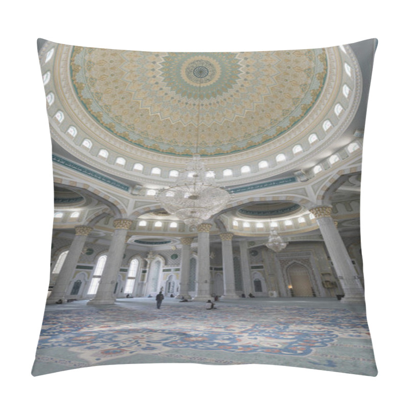 Personality  Astana, Kazakhstan, August 3 2018: Interior View Of The New Hazrat Sultan Mosque In Astana Pillow Covers