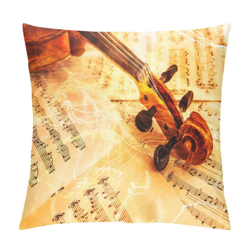 Personality  Old Violin Lying On The Sheet Of Music Pillow Covers