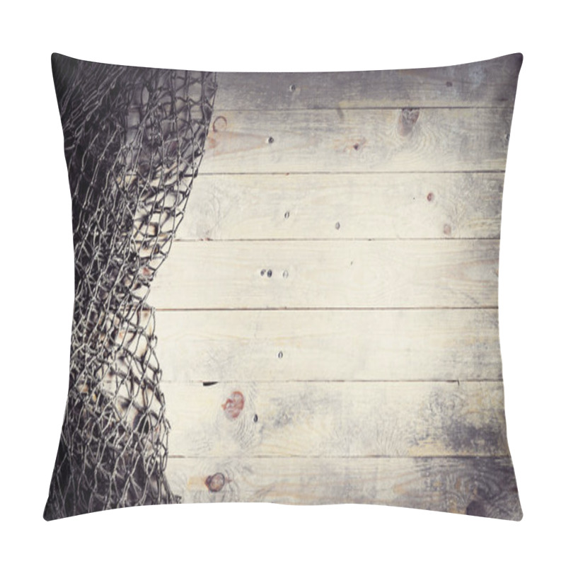 Personality  Fishing Nets On Wooden Planks Pillow Covers