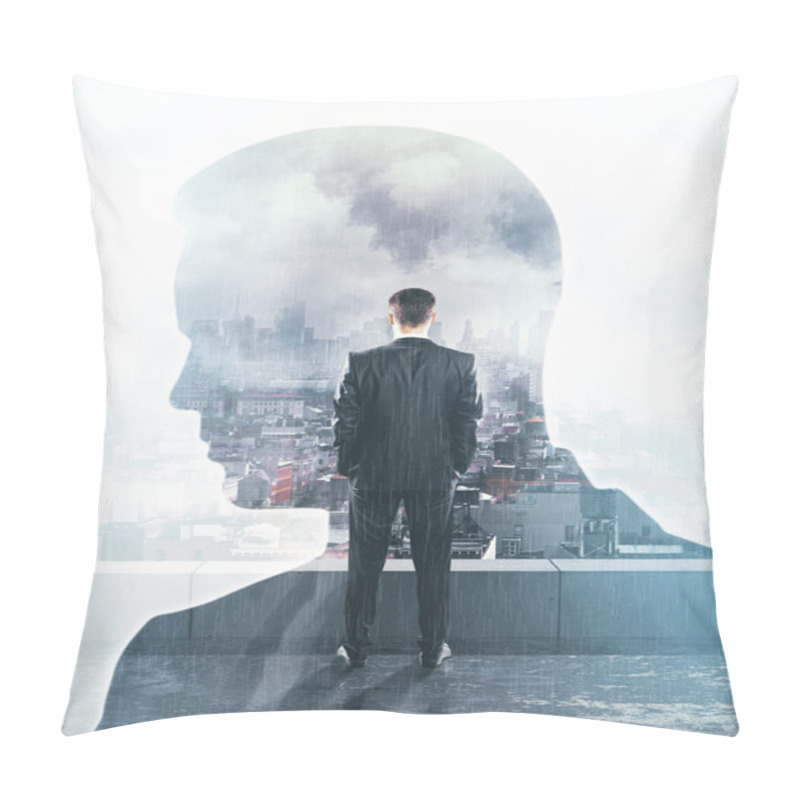 Personality  Thinking Man On Rooftop Pillow Covers