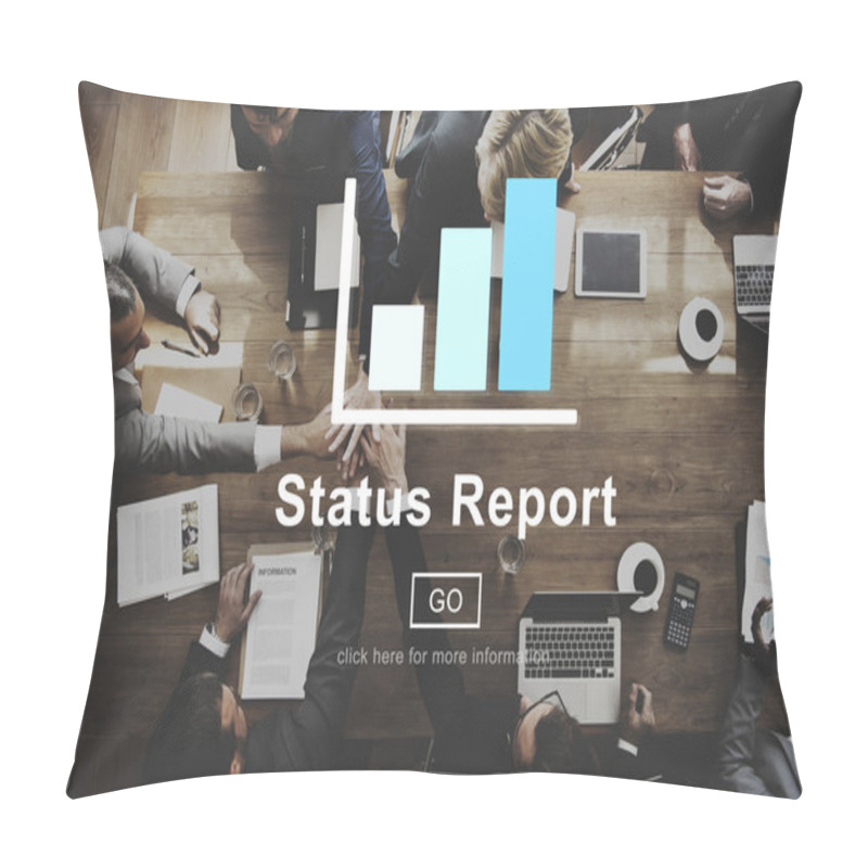 Personality  Business People At Meeting And Status Report Pillow Covers