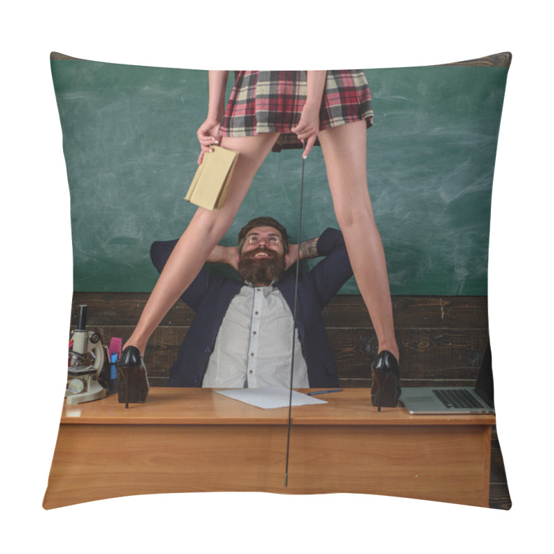 Personality  First Sexual Experience. Human Sexuality Lesson Plans. Bearded Teacher Looks At Sexy Female Students. Erotic Education And Sex Symbols On Chalkboard. Pillow Covers