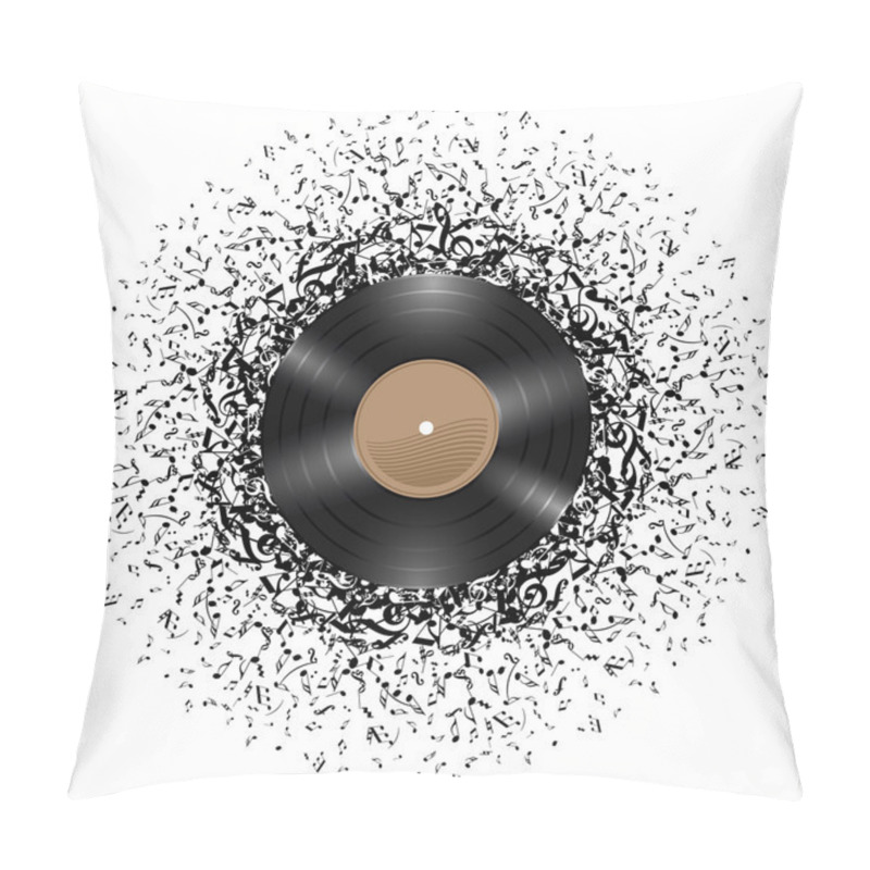 Personality  Vinyl Disc With Music Notes. Pillow Covers