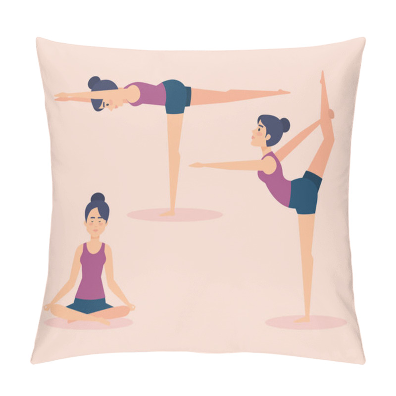 Personality  Set Of Girls Doing Yoga Design Pillow Covers