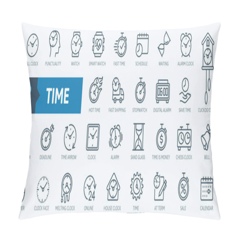 Personality  Time - Minimal Thin Line Web Icon Set. Outline Icons Collection. Simple Vector Illustration Pillow Covers