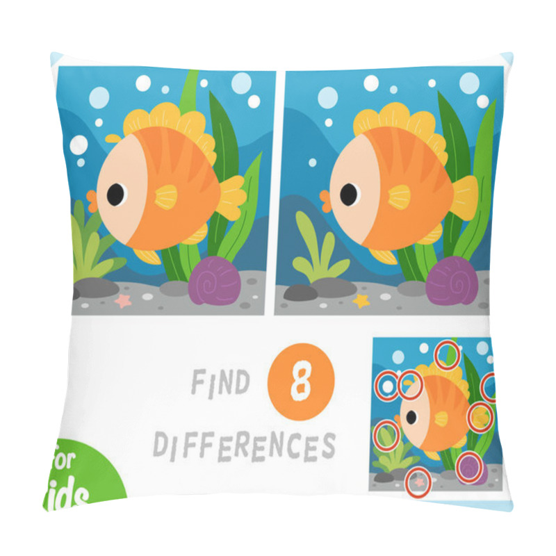 Personality  Find Differences Educational Game For Children, Cute Fish And Undersea Background Pillow Covers