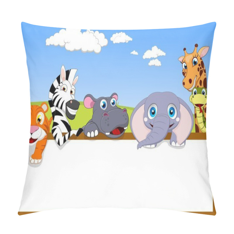 Personality  Animal Cartoon With Blank Sign Pillow Covers