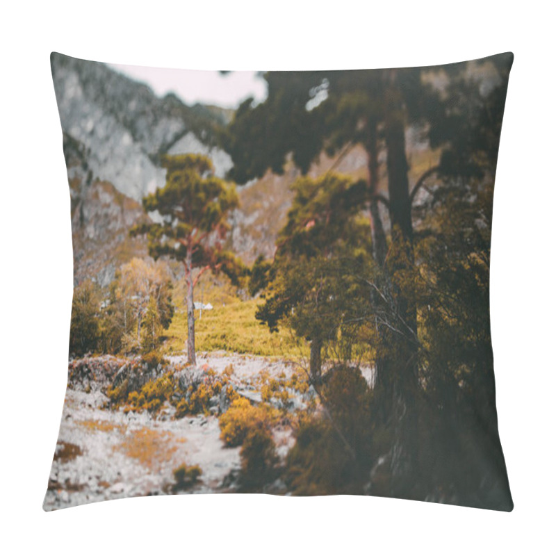 Personality  Fall Tiltshift Landscape With Mountains And Trees Pillow Covers