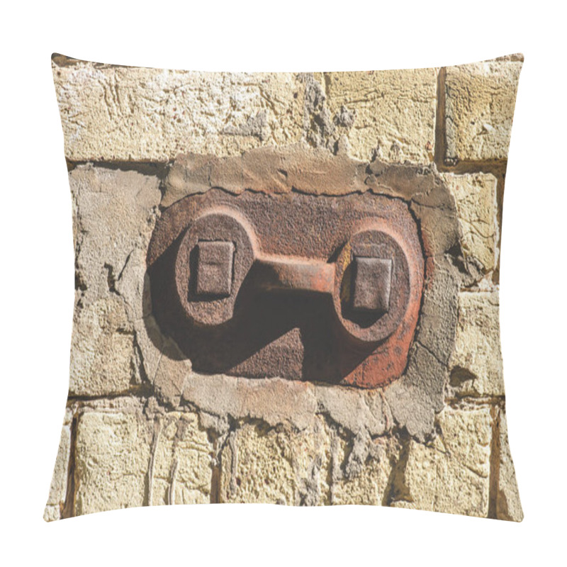 Personality  Grey Brick Wall With Old Metallic Handle Pillow Covers