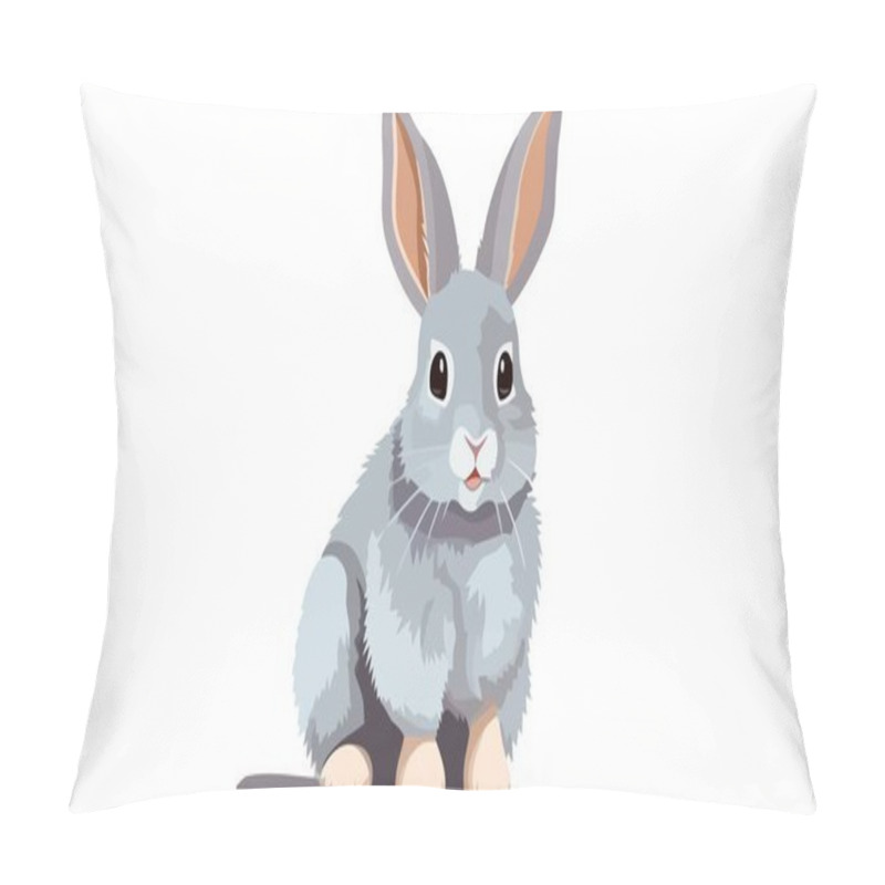 Personality  Cartoon Happy Rabbit Isolated On White Background. Pillow Covers