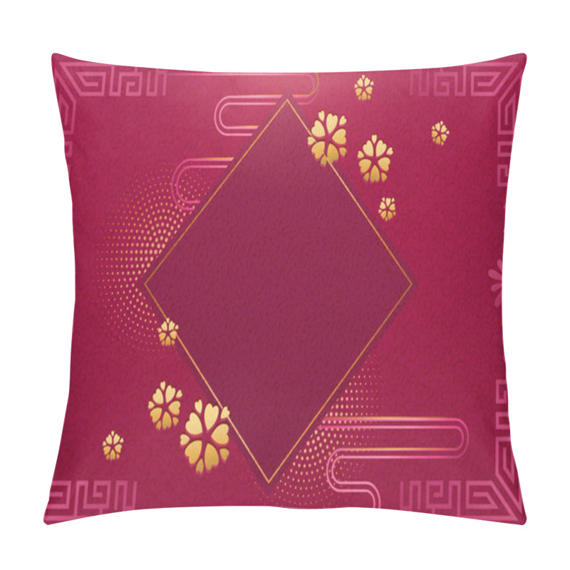 Personality  Chinese New Year Blank Template With Spring Couplet And Flowers Pillow Covers