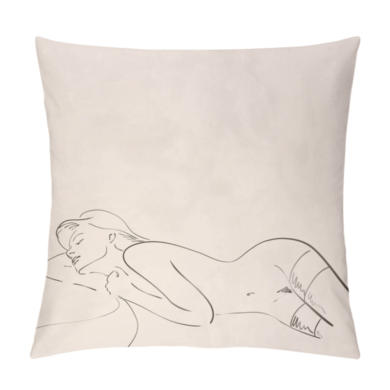 Personality  Hand-drawn Nude Woman On Old Textured Paper Pillow Covers