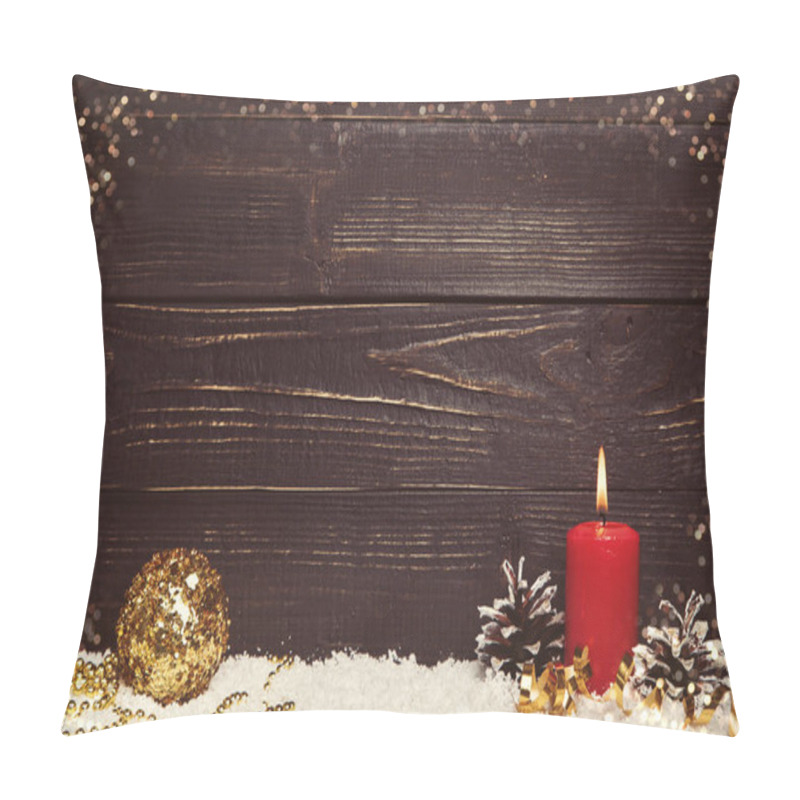 Personality  Red Burning Candle With Black Rustic Wooden Board Pillow Covers