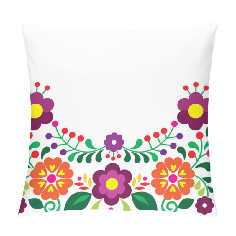 Personality  Mexican Folk Art Style Vector Floral Greeting Card Or Invitation Design, Colorful Pattern With Flowers Inspired By Traditional Embroidery From Mexico  Pillow Covers