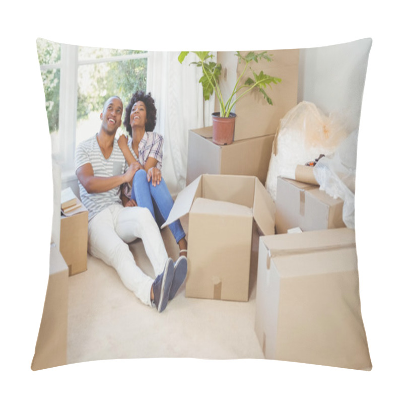 Personality  Happy Couple Sitting On The Floor Pillow Covers