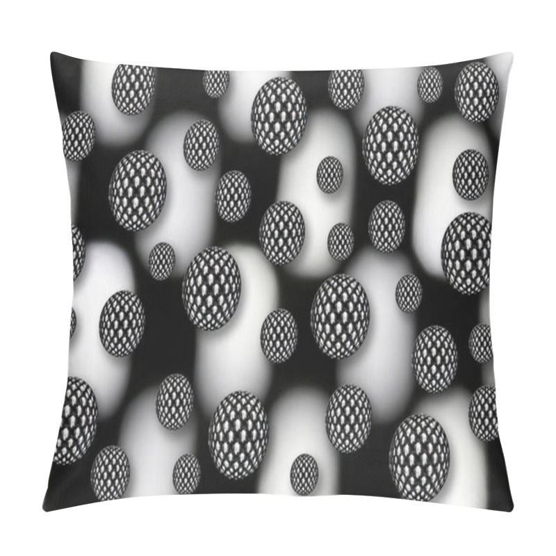 Personality  A Macro Absract Of Water Droplets With A Checkered Pattern Reflection In Black And White In 3D Illustration Pillow Covers