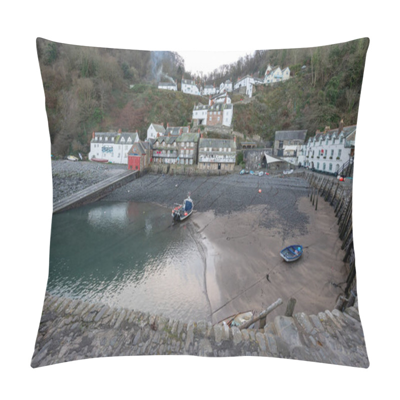 Personality  Clovelly.Devon.United Kingdom.January 19th 2024.View From The Quay Of Clovelly Village On The North Devon Coast Pillow Covers