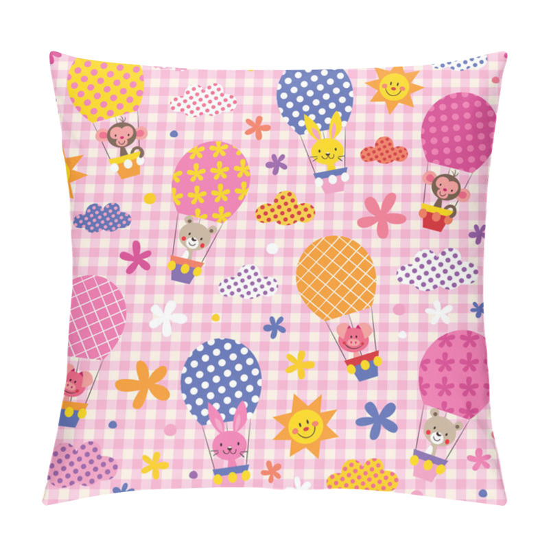 Personality  Cute Animals In Hot Air Balloons Pillow Covers