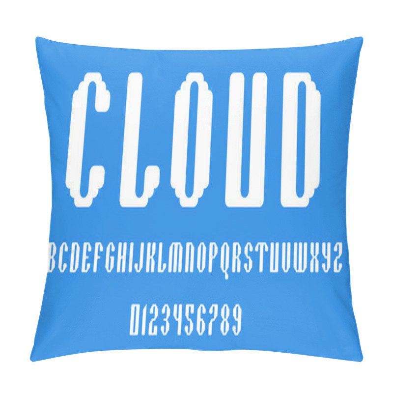 Personality  Set Of Alphabets Font Letters And Numbers Modern Abstract Design With White Cloud In The Blue Sky Concept Vector Illustration Pillow Covers