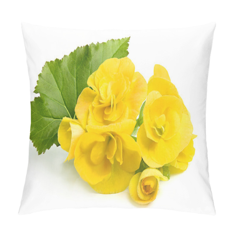 Personality  Yellow Flowers Begonias With Leaf. Pillow Covers