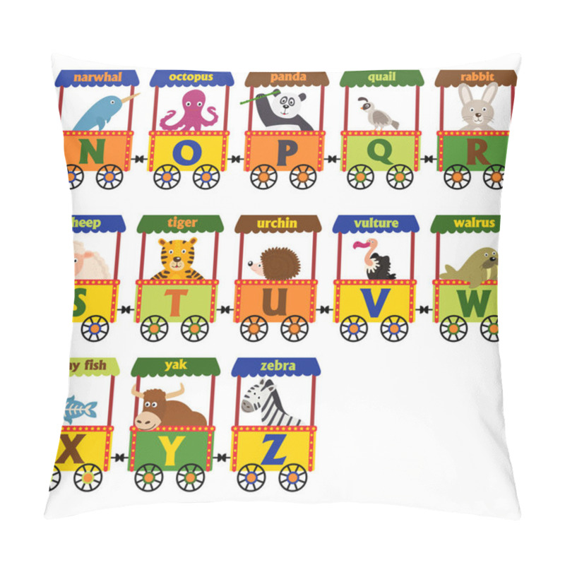 Personality  Train Alphabet With Animals N To Z   Pillow Covers