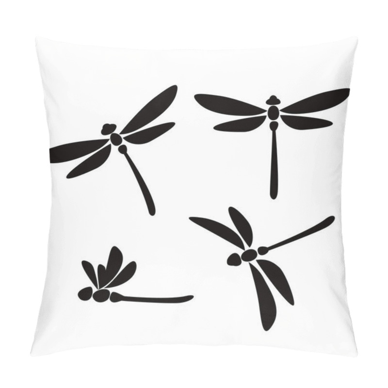 Personality  Dragonfly Silhouette. Beautiful Insect Sign And Symbol. Pillow Covers