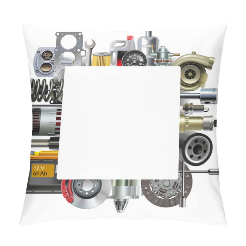 Personality  Vector Square Blank Frame With Car Spares Pillow Covers