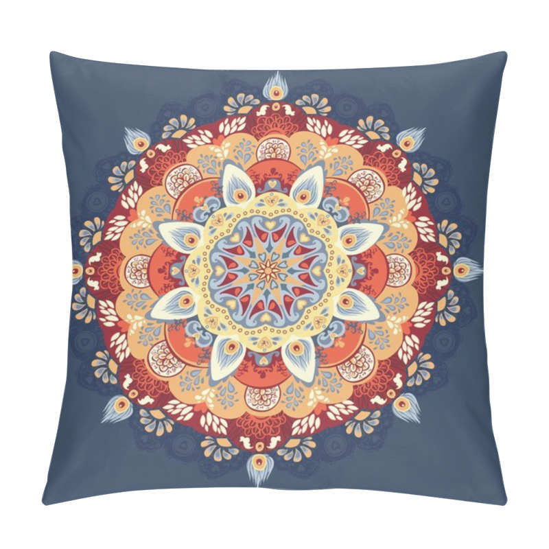 Personality  RED And BLUE Vector Illustration. Beautiful Floral Lace Pattern Pillow Covers