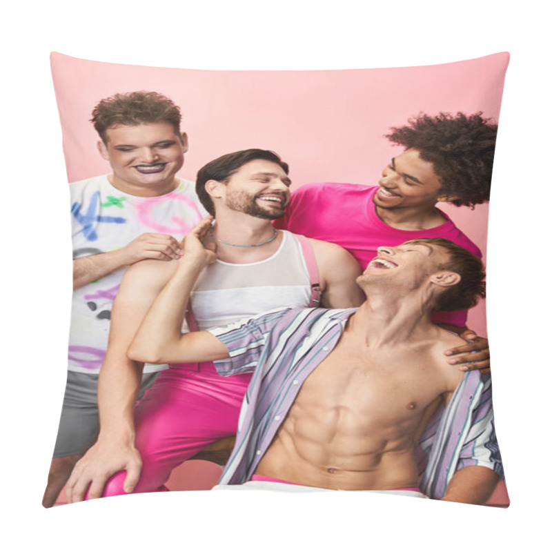 Personality  Friends Share Laughter And Joy While Dressed In Bright Attire, Showcasing Joy And Unity. Pillow Covers