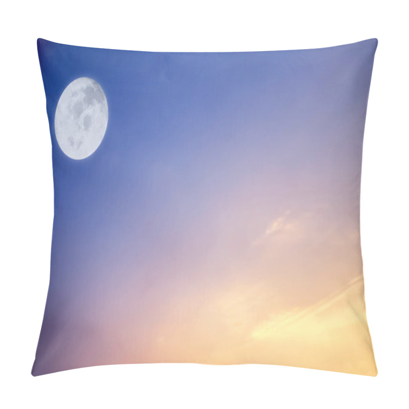 Personality  Dramatic Twilight And Sunset Sky With Full Moon. Pillow Covers