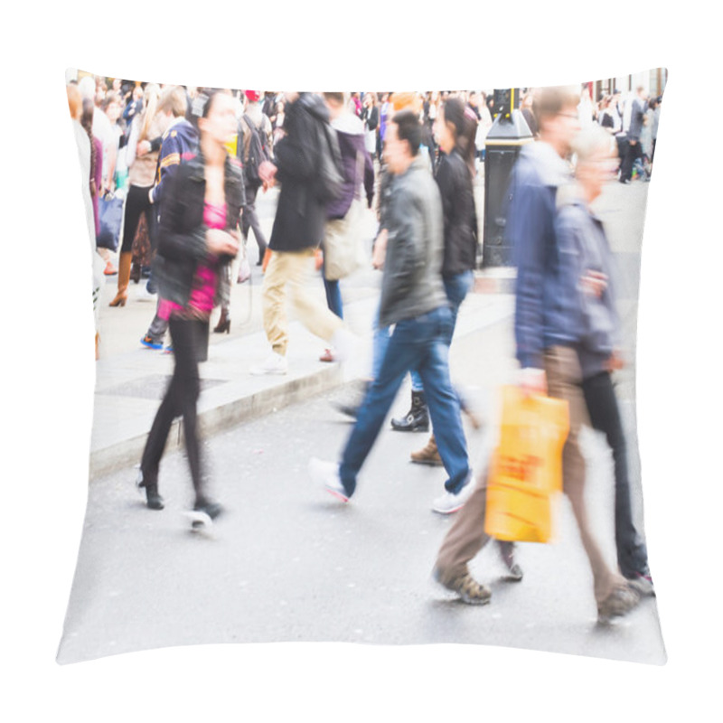 Personality  People In Motion Blur Crossing A Street In London City Pillow Covers