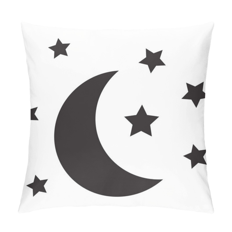 Personality  Moon And Stars Icon At Night . Sleep Dreams Symbol . Vector Illustration Pillow Covers