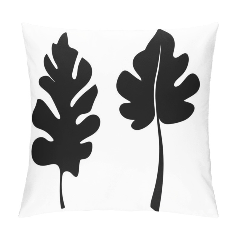 Personality  Two Stylized Black Silhouettes Leave Vector On A White Background. Pillow Covers